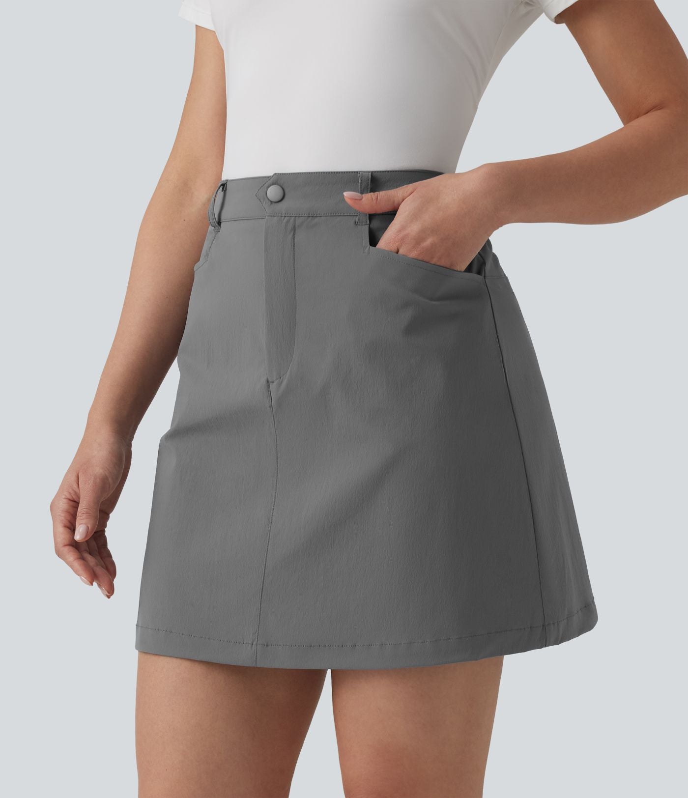 Jupe mini évasée de golf taille haute avec poches – Longueur allongée