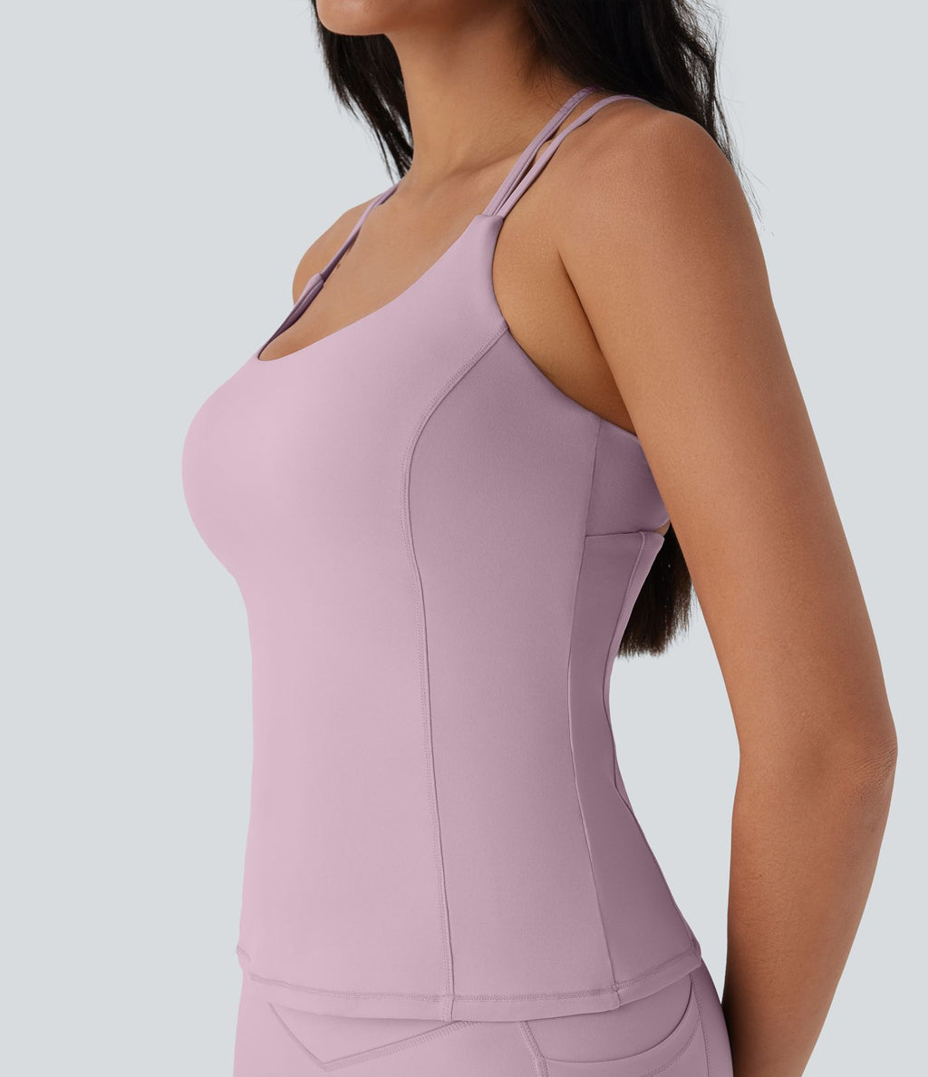 Top bretelles yoga Halara UltraSculpt™ Cool séchage rapide, dos nu avec bonnets moulés - UPF50+