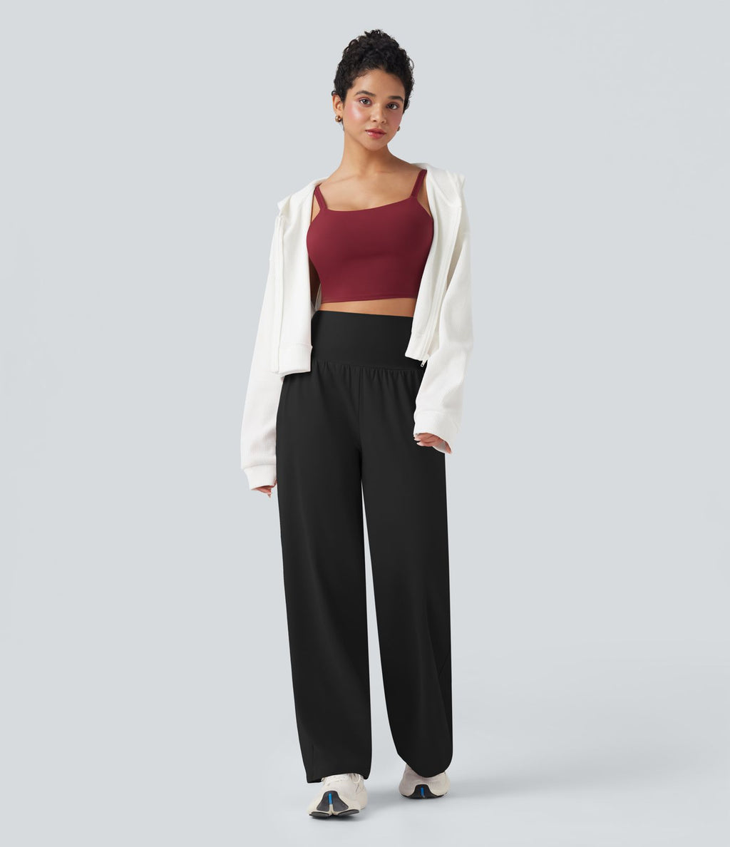 Pantalon yoga 2-en-1 SoftlyZero™ Airy taille très haute coupe droite effet frais InstantCool avec poches