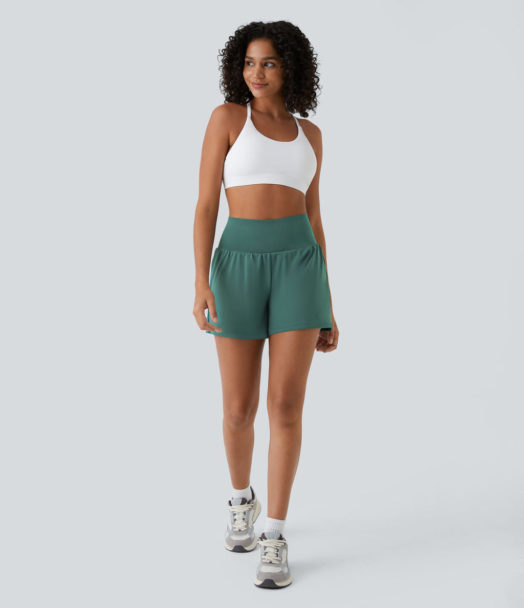 Short yoga 2-en-1 SoftlyZero™ Airy effet frais InstantCool taille très haute 12,5 cm avec poches, longueur allongée