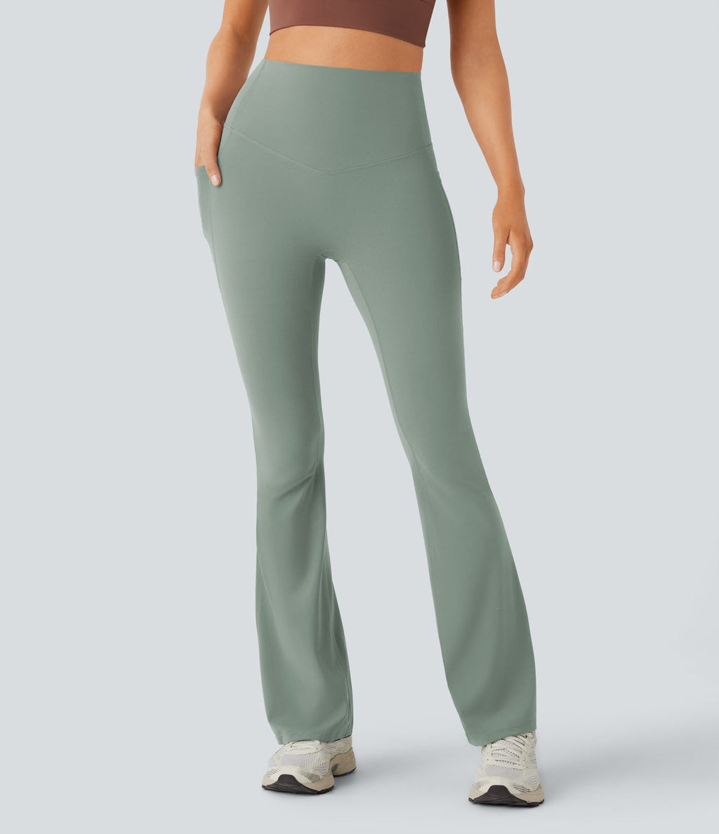 Pantalon de yoga à coupe bootcut gainant taille haute avec poches Halara UltraSculpt™