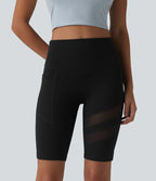 Short cycliste décontracté DayStretch taille haute gainant et push-up avec empiècement en mesh contrasté, 24 cm, poche