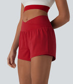 Short de yoga 2-en-1 SoftlyZero™ Airy croisé taille haute 7,5 cm effet frais InstantCool avec poches