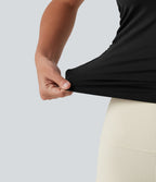 Débardeur de yoga SoftlyZero™ Airy col bateau ajouré froncé effet frais InstantCool avec brassière intégrée