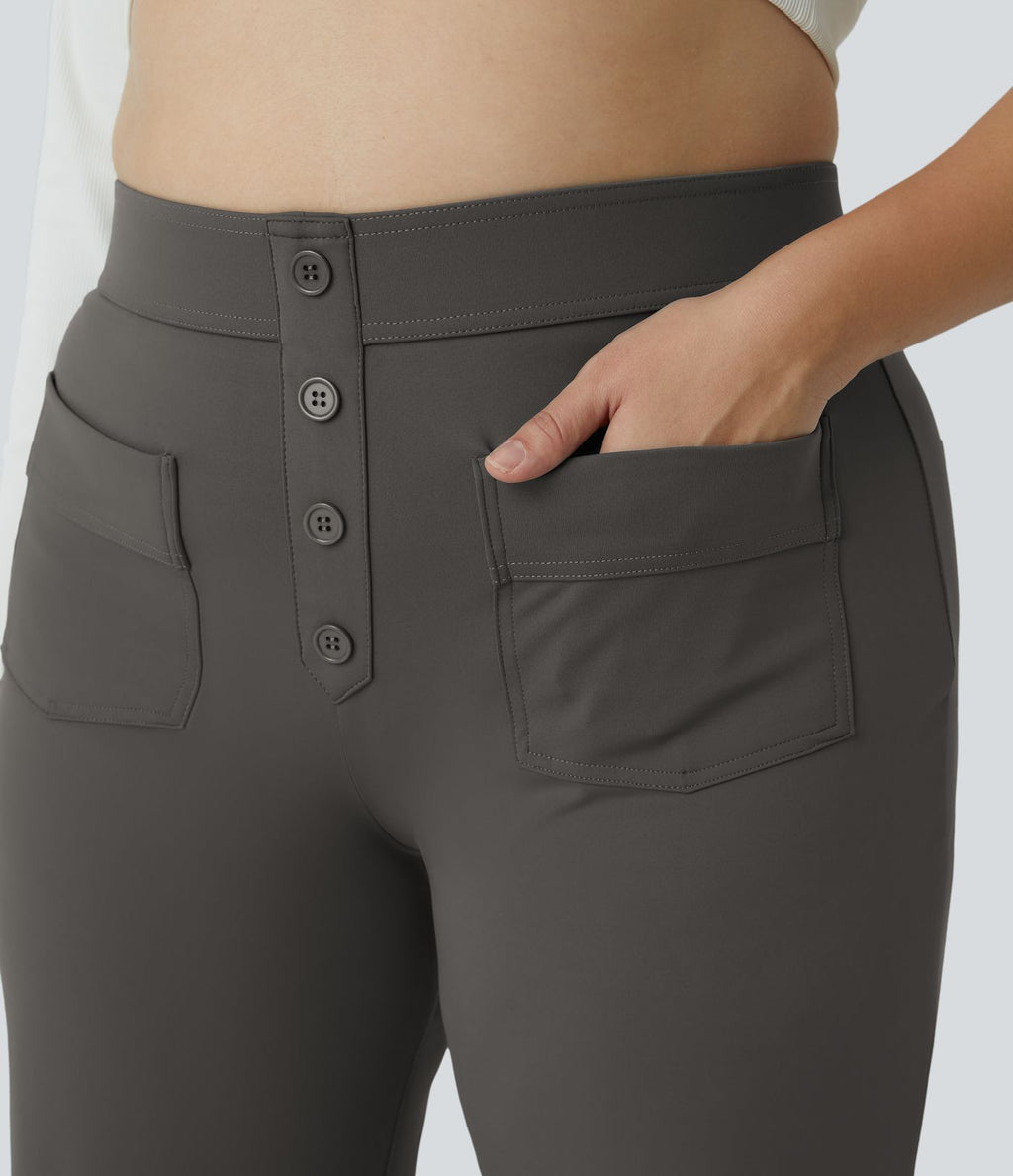 Pantalon coupe droite grande taille taille haute DayStretch avec poches
