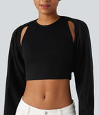Boléro pull manches raglan longues coupe décontractée