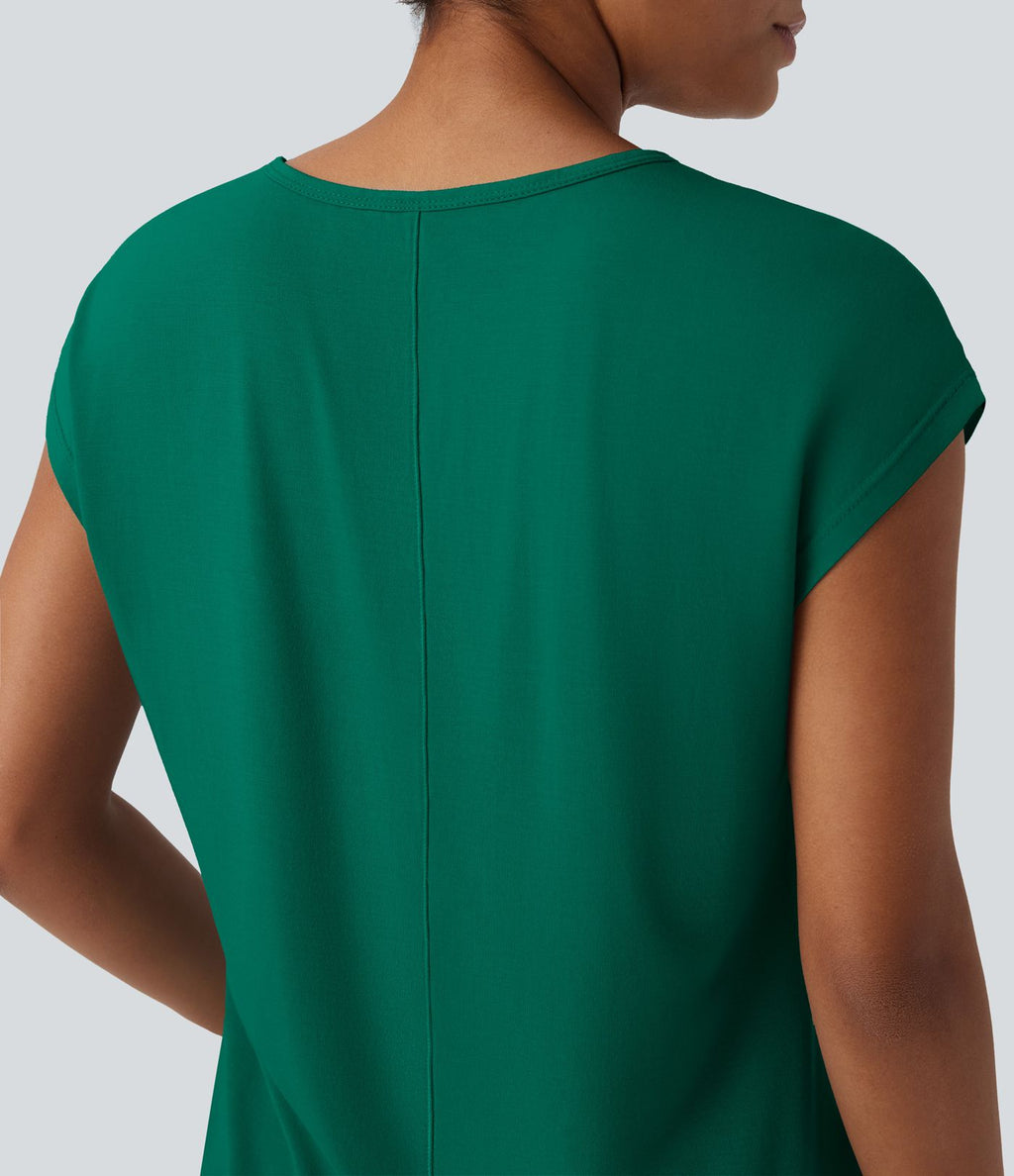 T-shirt casual col V manches courtes