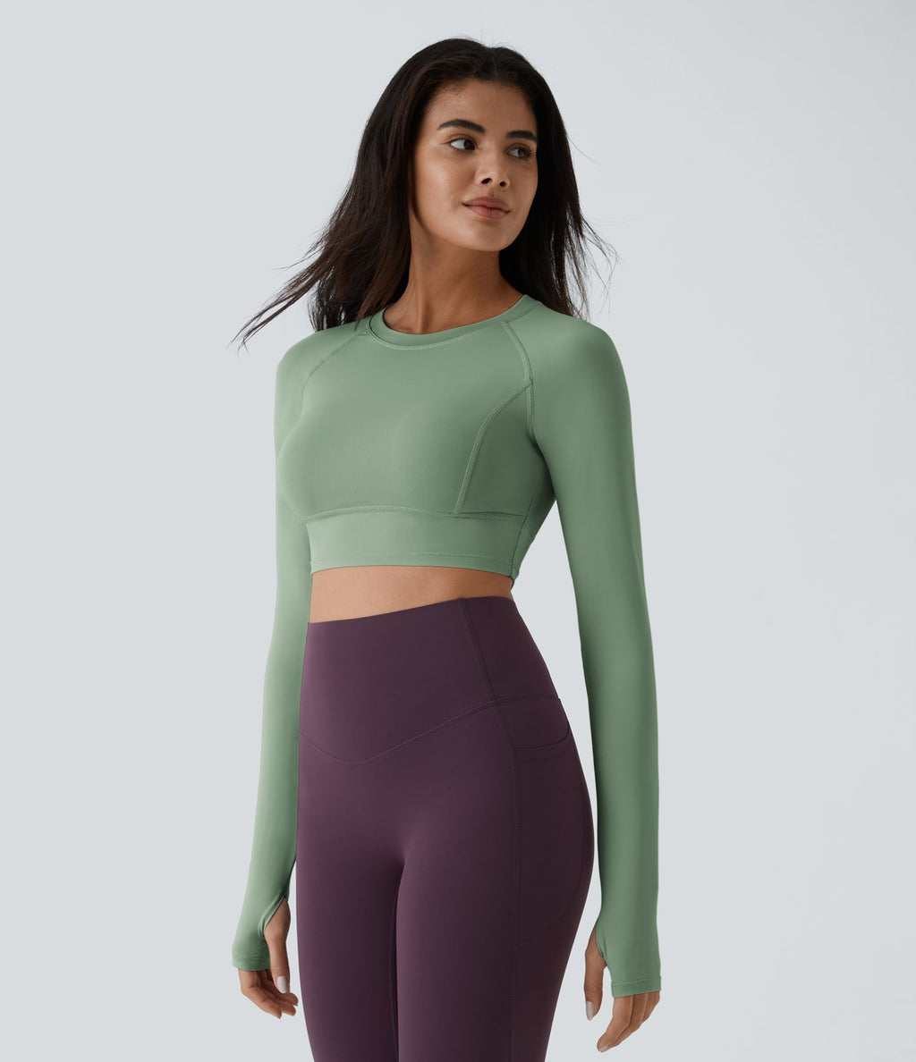 Top Sport Yoga Uni à Trou pour le Pouce Coupe Courte
