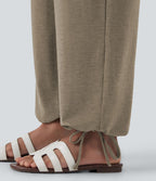 Pantalon de jogging décontracté à taille haute croisée avec poches latérales et cordon de serrage