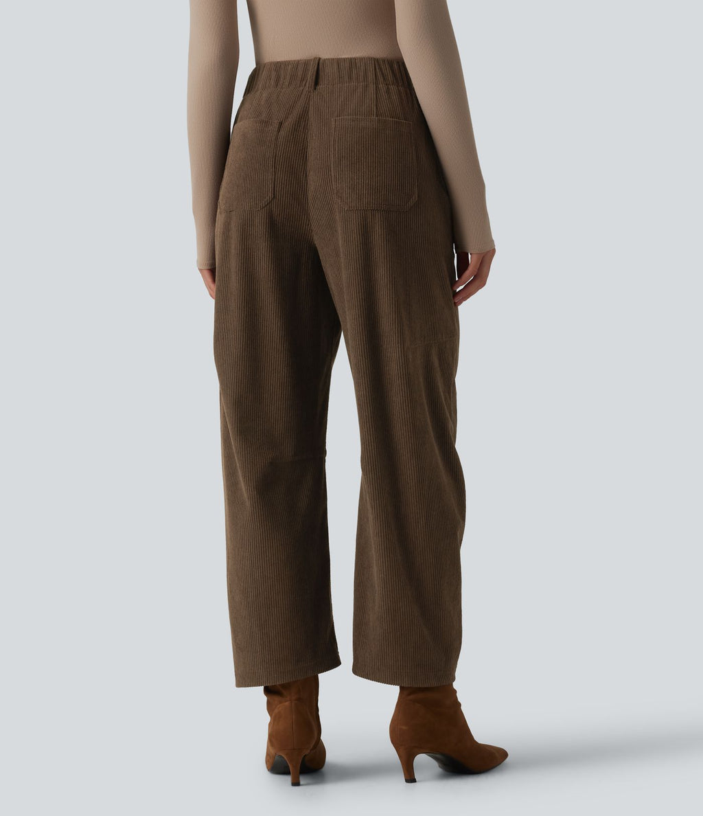 Halara Flex™ Pantalon tailleur velours côtelé taille haute coupe tonneau avec poches