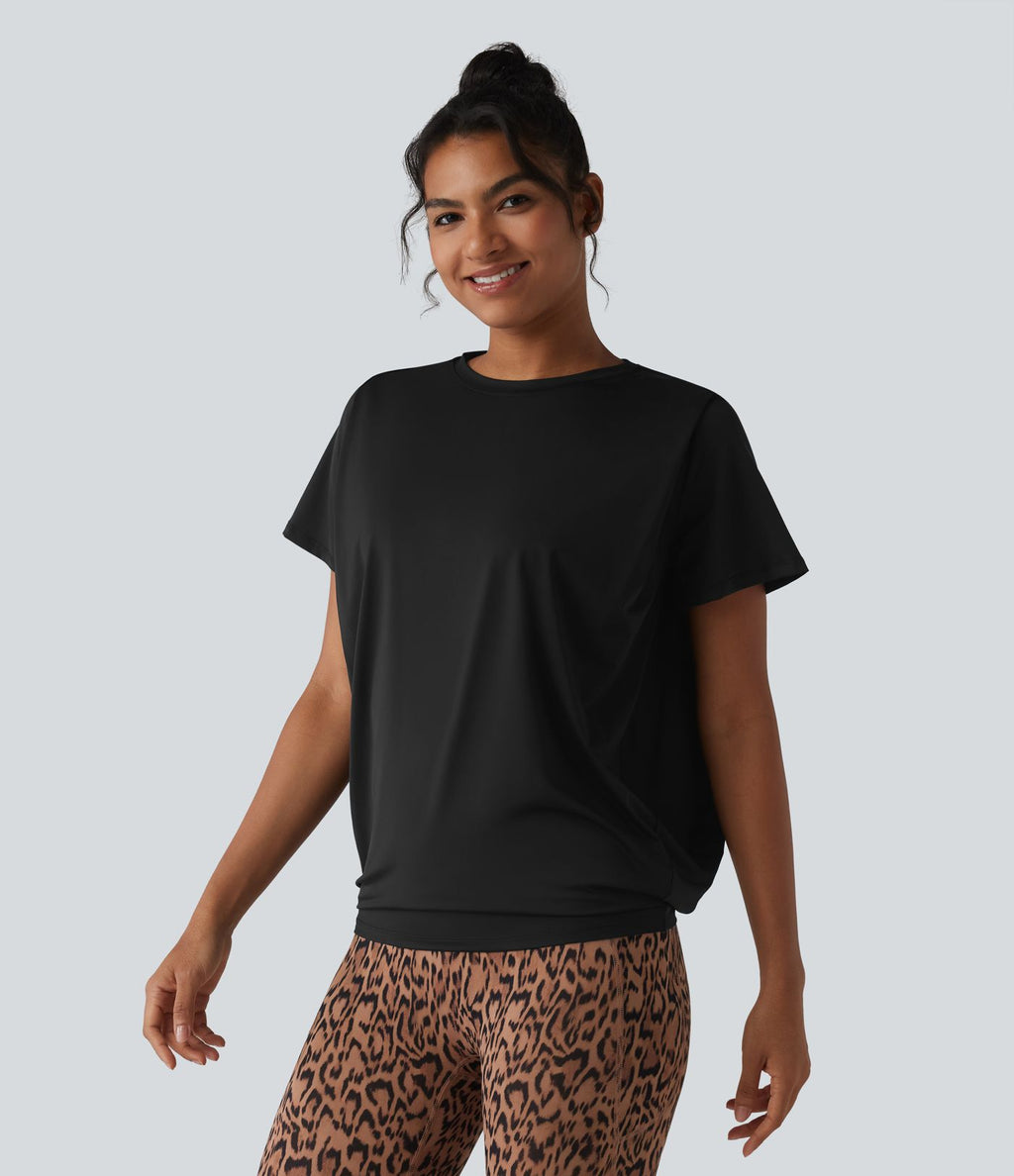 Haut de sport col rond manches courtes effet frais InstantCool avec fronces, protection solaire UPF50+