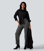 Pantalon tailleur Halara Flex™ pied-de-poule à carreaux coupe droite taille haute avec poches