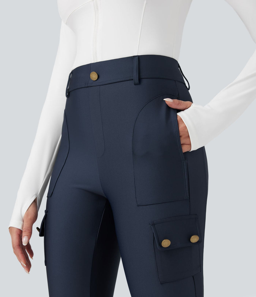 Legging 7/8 brillant taille haute avec poches