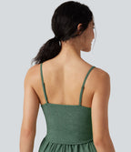 Combi-short casual 2-en-1 chiné froncé avec brassière intégrée et poches — Édition Easy Peasy
