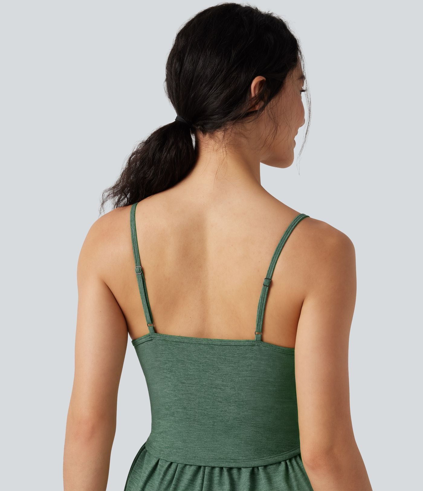 Combi-short casual 2-en-1 chiné froncé avec brassière intégrée et poches — Édition Easy Peasy