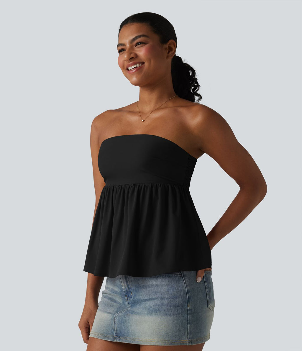 Haut bandeau babydoll Breezeful™ à smocks, bas volanté et séchage rapide
