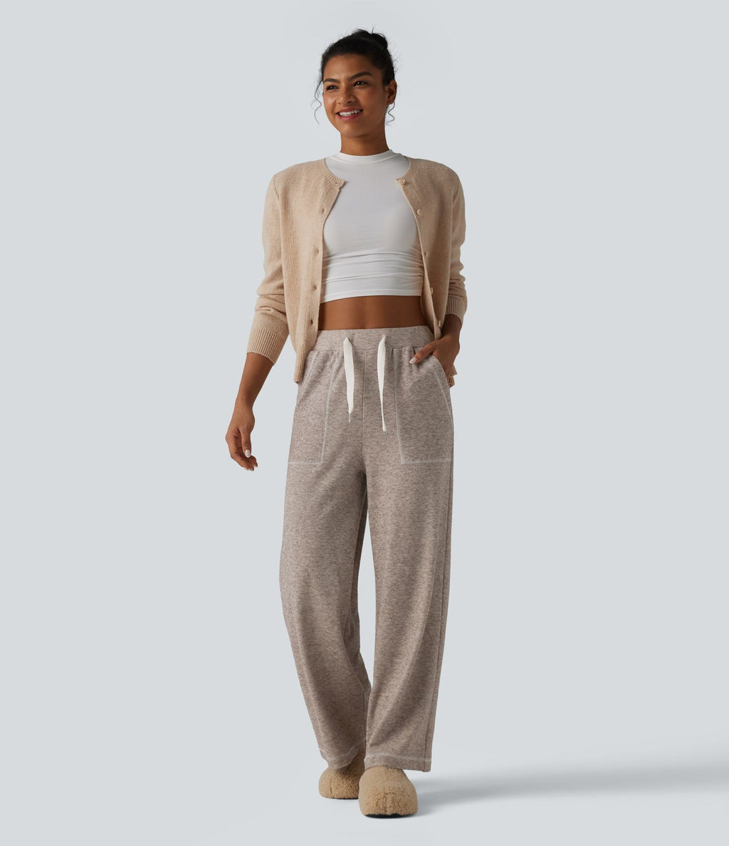 Pantalon ample taille haute avec cordon de serrage et poches