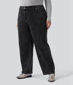 Halara Flex™ Jean casual grande taille jambe droite taille haute avec poches