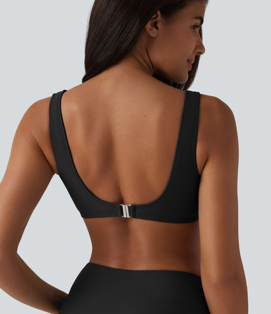 Haut de bikini brillant à col en V, bonnets E-G