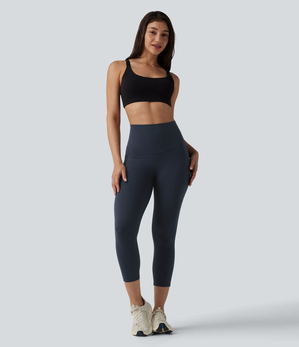 Legging de course capri Halara Ultrasculpt™ taille haute gainant dos croisé avec poches