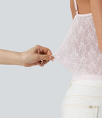 Débardeur transparent dentelle à motif floral