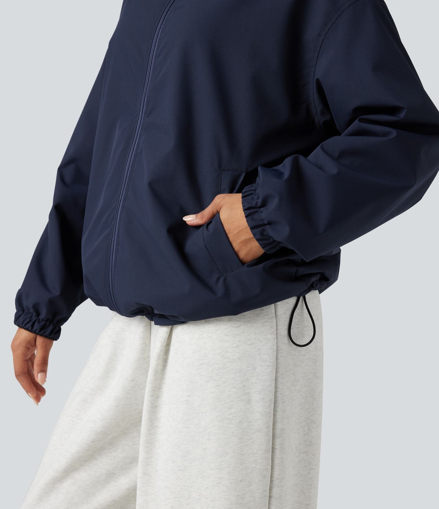Veste polaire randonnée réversible col montant fermeture éclair manches longues avec poches (Deux looks en un)