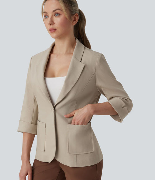 Blazer de travail col châle manches 3/4 avec poches