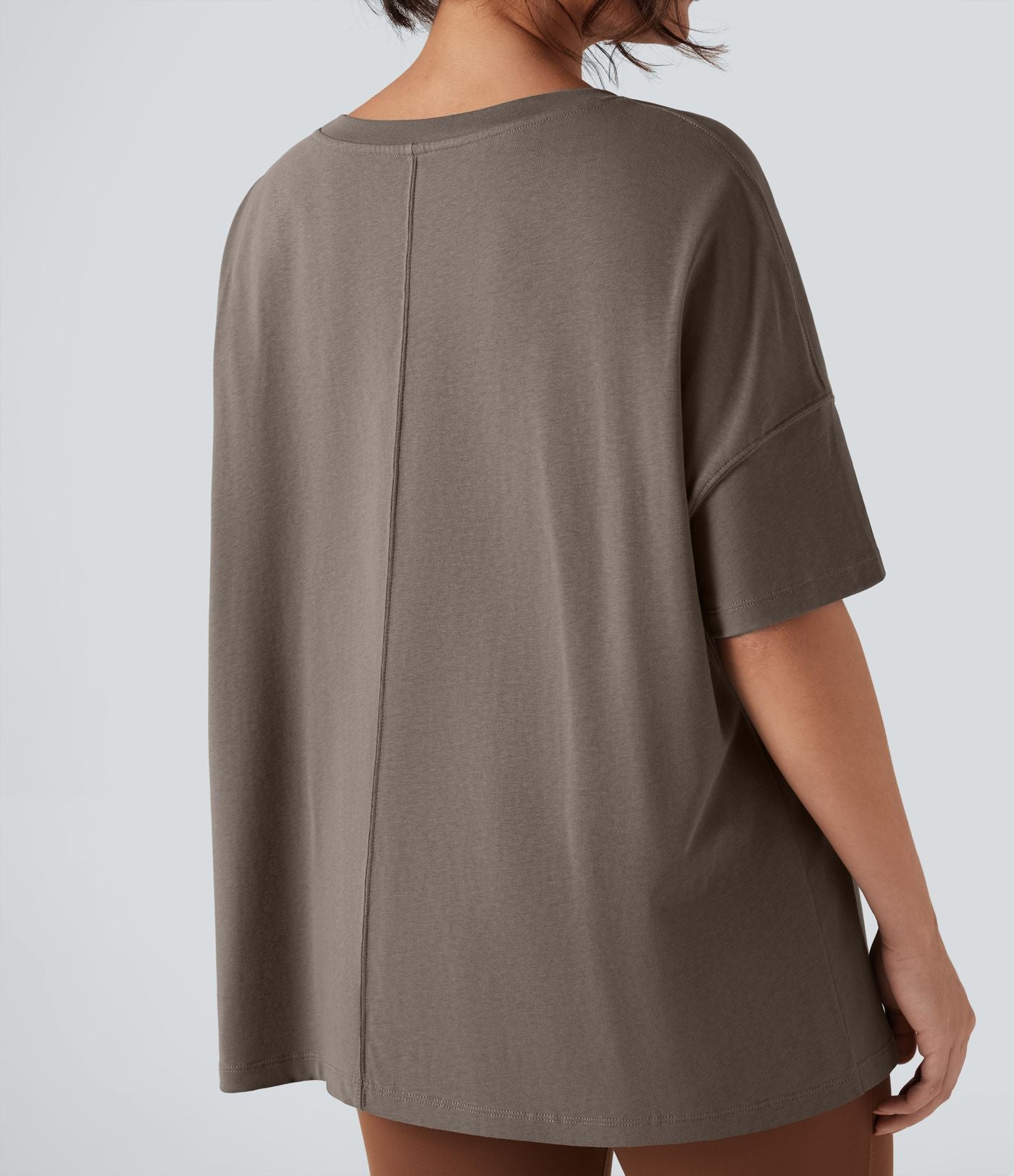 T-shirt coton oversize col rond manches mi-longues
