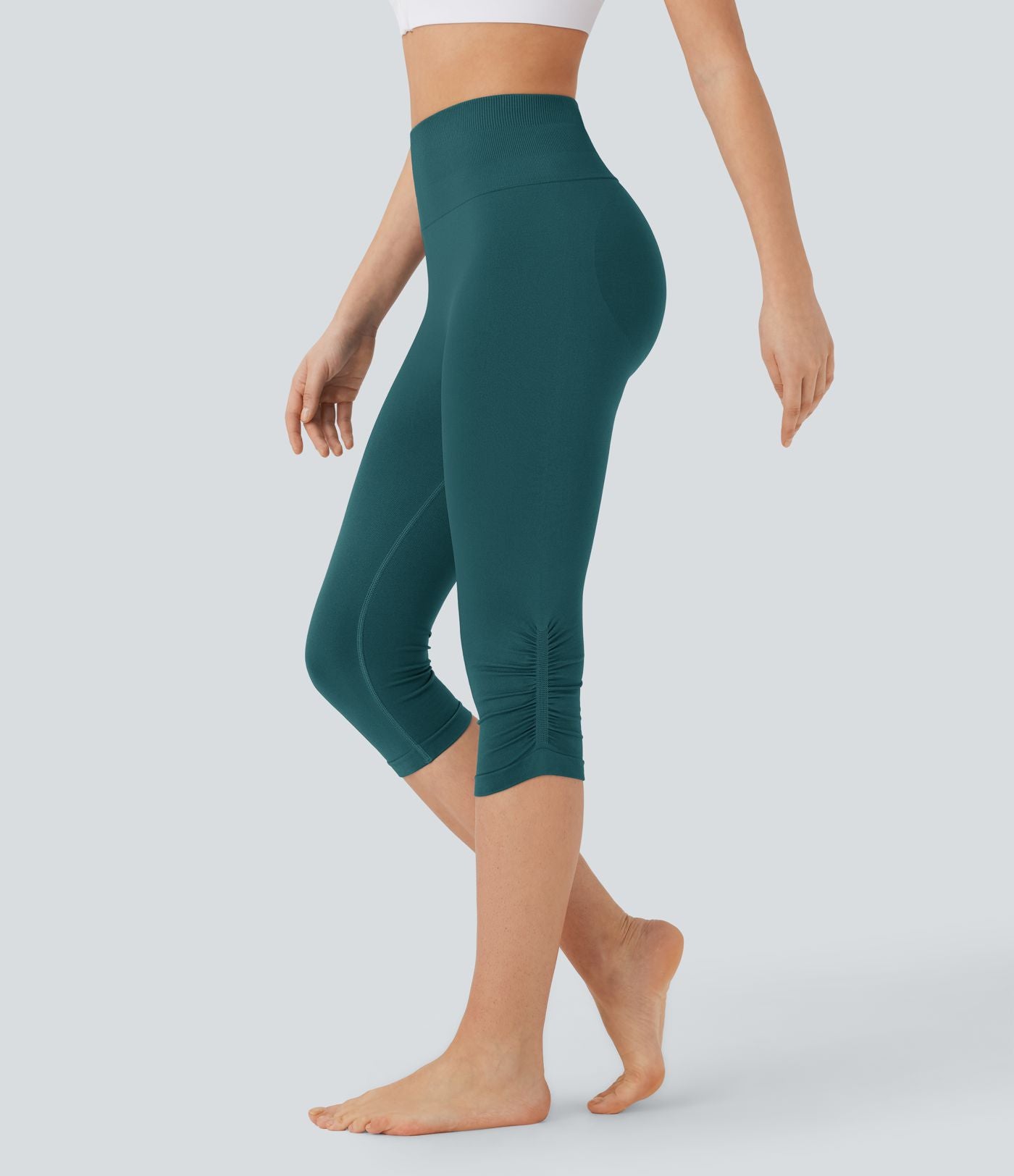 Legging yoga pedal pusher taille haute froncé sans couture OneForm Seamless Flow