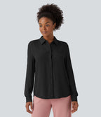 Chemise de travail à col, boutons, manches longues et plis
