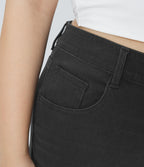 Jean décontracté Halara Flex™ grande taille, taille haute, multiples poches, jambes droites, effet délavé, en maille extensible