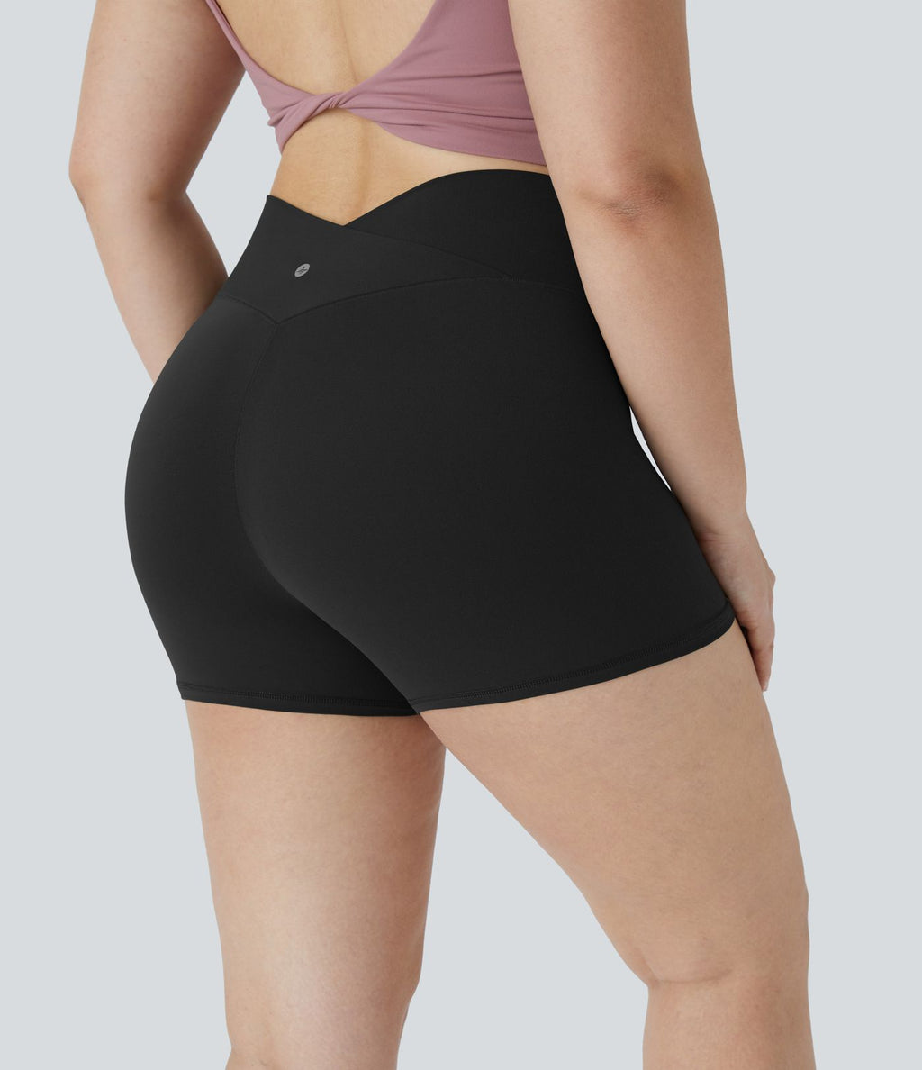 Softlyzero™ Short 7,5cm Bike Yoga à Taille Haute Croisée Unie Grande Taille