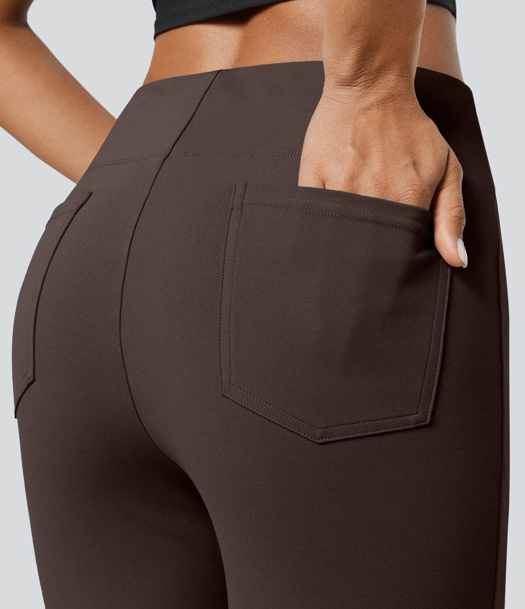 Pantalon tailleur légèrement évasé taille haute avec poches arrière Halara Flex™