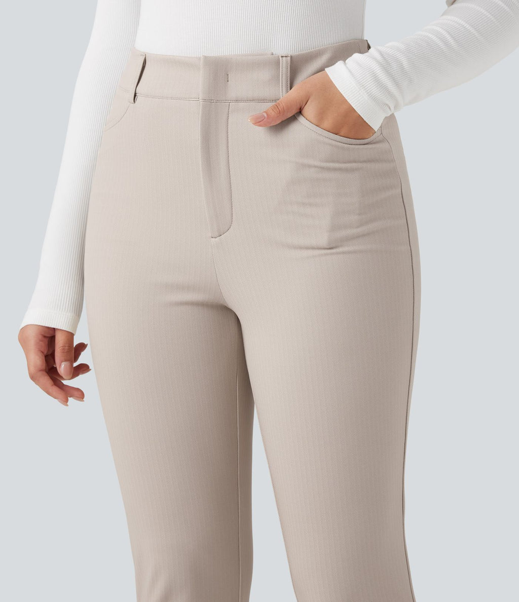 Pantalon tailleur Halara Flex™ skinny chevrons taille haute avec poches