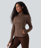 Veste de sport SpacerTek™ col montant, manches raglan longues avec trous pour les pouces