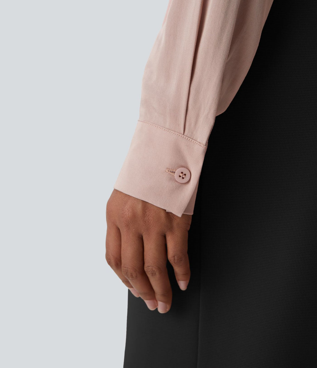 Chemise de travail à col, boutons, manches longues et plis