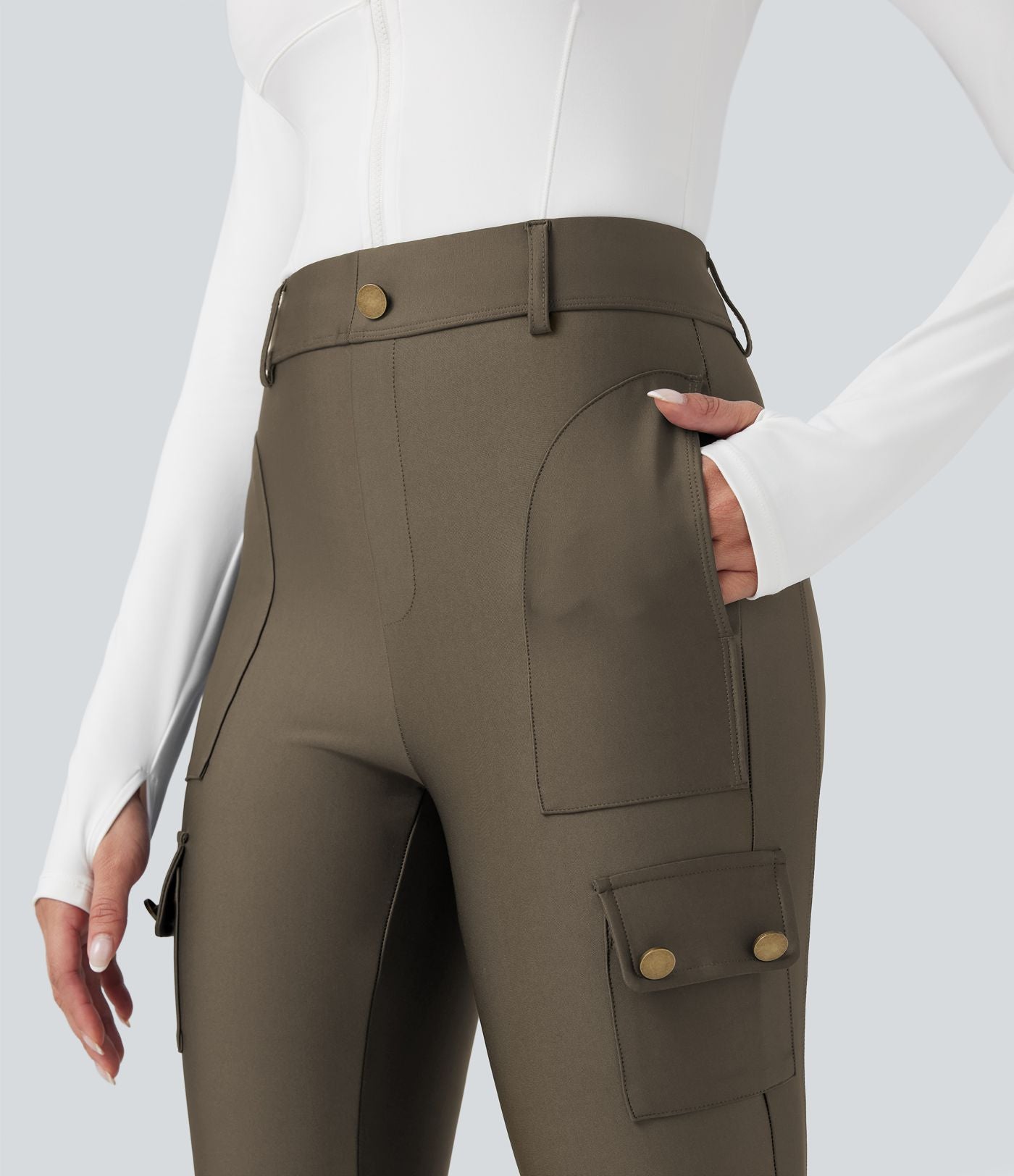 Legging 7/8 brillant taille haute avec poches