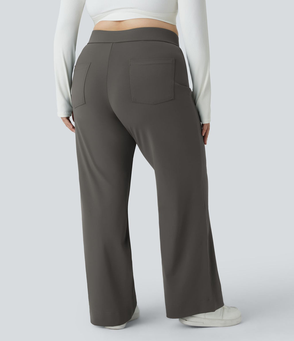 Pantalon coupe droite grande taille taille haute DayStretch avec poches