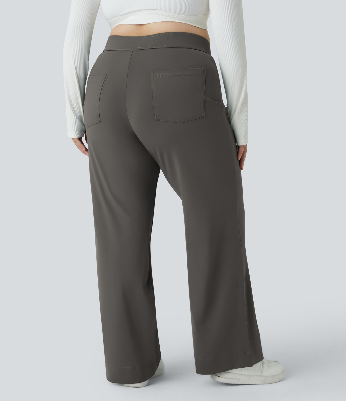 Pantalon coupe droite grande taille taille haute DayStretch avec poches