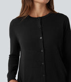 Cardigan de travail laine col rond manches longues