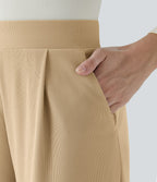 Halara Flex™ Pantalon Tailleur Évasé à Taille Haute Sculptant la Silhouette avec Poches Latérales Micro Waffle