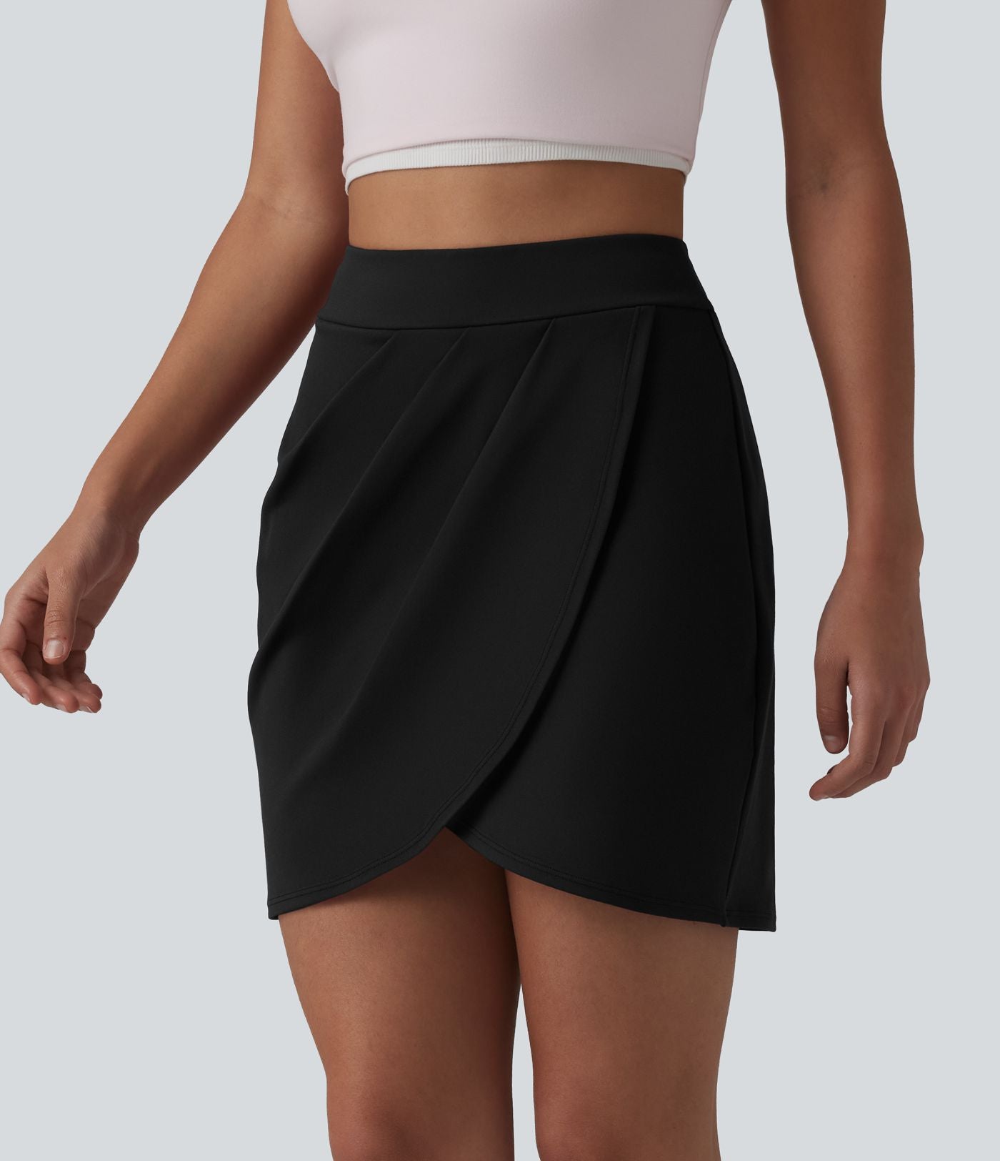 DayStretch Jupe mini casual 2-en-1 bodycon plissée croisée taille haute