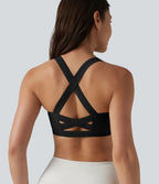 Brassière de sport effet frais InstantCool séchage rapide maintien léger avec bretelles croisées et dos nu, protection solaire UPF50+