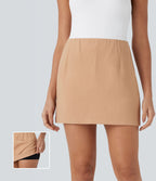 Jupe mini 2-en-1 évasée taille haute avec fermeture éclair invisible