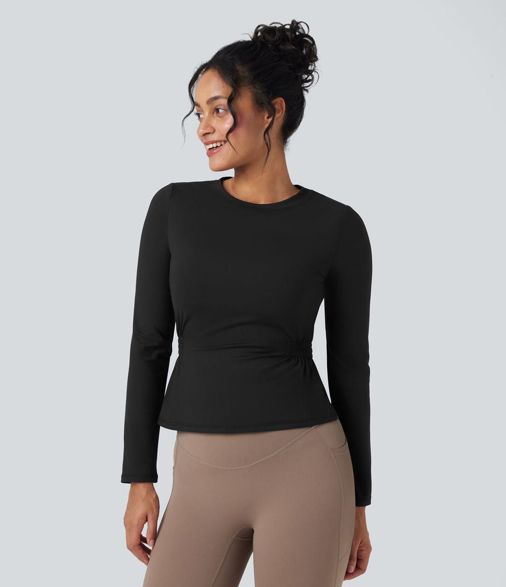 Haut de sport yoga SoftlyZero™ Plush manches longues froncé