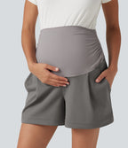 Short habillé de grossesse DayStretch 10 cm taille très haute coupe ample avec fronces et poches
