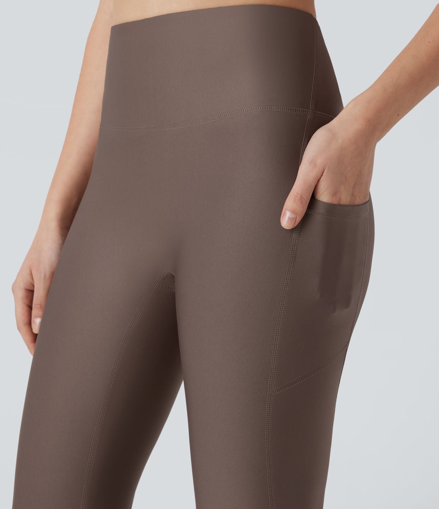 Legging de sport taille haute avec poches latérales effet brillant