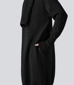 Cardigan long col tailleur manches longues avec poches
