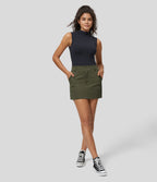 Jupe Cargo en Coton Casual Mini Droite à Taille Haute avec Multiples Poches