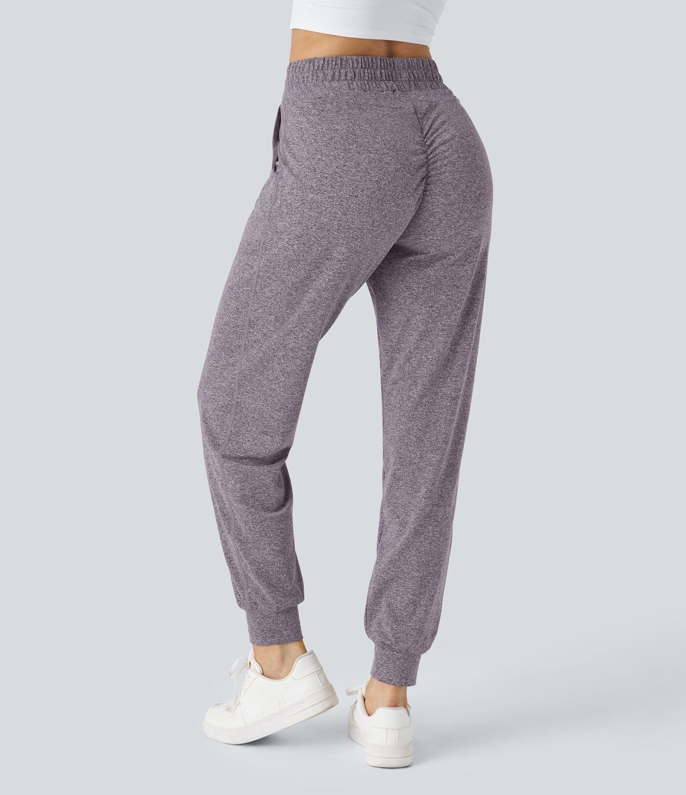 Jogging Yoga Froncé Taille Haute Cordon de Serrage Poche Latérale